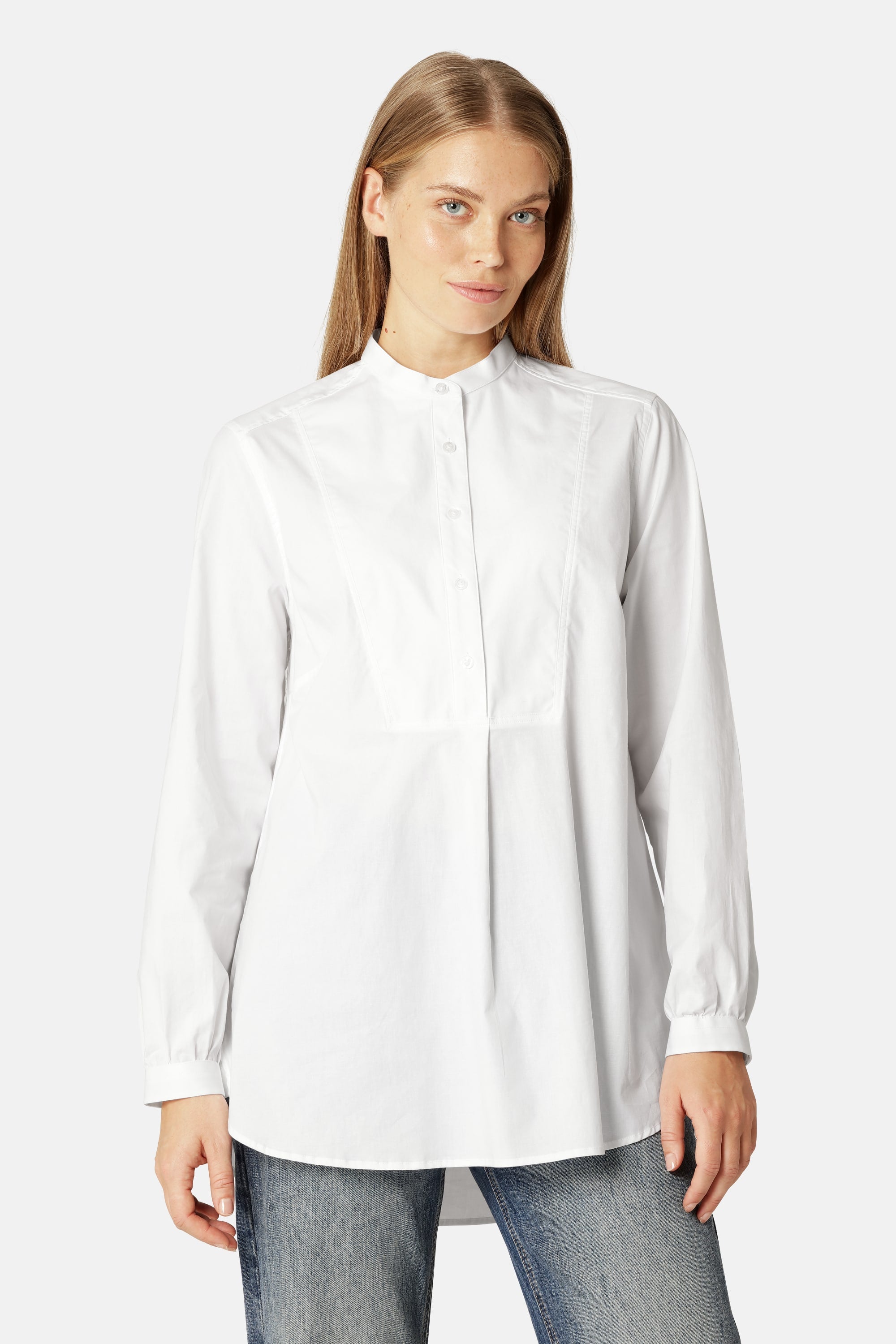 Classic Shirt Long Back - White